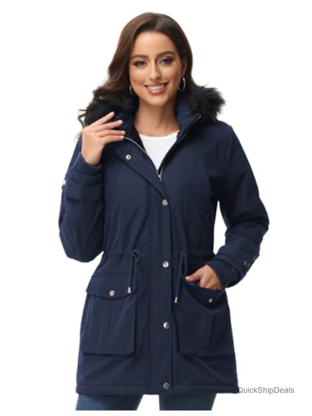Women's Fleece Lined Parka Coat Long Winter Jacket with Removable Hood